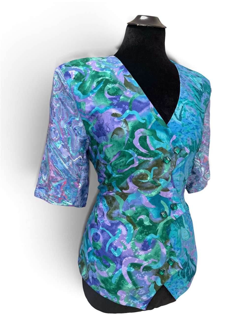 Vintage Abstract Jewel Short Sleeve Blazer